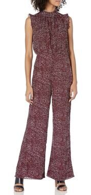 Anthropologie Ali & Jay It's You Girl Maroon Leopard Wide Leg Jumpsuit Medium